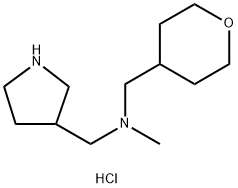 N-Methyl-N-(3-pyrrolidinylmethyl)-N-(tetrahydro-2H-pyran-4-ylmethyl)amine dihydrochloride 结构式