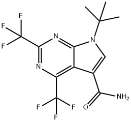 7-(tert-Butyl)-2,4-bis(trifluoromethyl)-7H-pyrrolo[2,3-d]pyrimidine-5-carboxamide 结构式