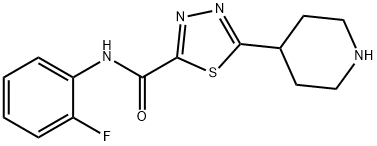 N-(2-氟苯基)-5-哌啶-4-基-1,3,4-噻二唑-2-甲酰胺 结构式
