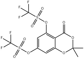 2,2-Dimethyl-4-oxo-7-[(trifluoromethane)sulfonylox y]-2,4-dihydro-1,3-benzodioxin-5-yltrifluorometha 结构式