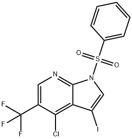 4-Chloro-3-iodo-1-(phenylsulfonyl)-5-(trifluoromethyl)-1H-pyrrolo[2,3-b]pyridine 结构式