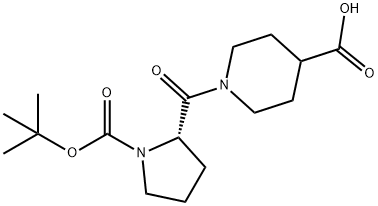 1-[(2S)-1-[(2-甲基丙-2-基)氧基羰基]吡咯烷-2-基]羰基哌啶-4-羧酸 结构式