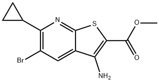 3-氨基-5-溴-6-环丙基噻吩并[2,3-B]吡啶-2-羧酸甲酯 结构式