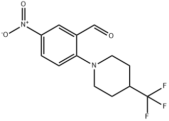 5-nitro-2-[4-(trifluoromethyl)piperidino]benzenecarbaldehyde 结构式