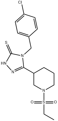 4-(4-Chlorobenzyl)-5-[1-(ethylsulfonyl)piperidin-3-yl]-4H-1,2,4-triazole-3-thiol 结构式