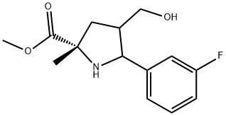 Methyl 5-(3-fluorophenyl)-4-(hydroxymethyl)-2-methylpyrrolidine-2-carboxylate 结构式