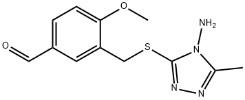 3-{[(4-amino-5-methyl-4H-1,2,4-triazol-3-yl)thio]methyl}-4-methoxybenzaldehyde 结构式
