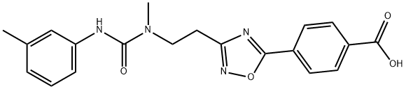 4-{3-[2-(methyl{[(3-methylphenyl)amino]carbonyl}amino)ethyl]-1,2,4-oxadiazol-5-yl}benzoic acid 结构式
