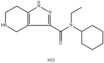 N-Cyclohexyl-N-ethyl-4,5,6,7-tetrahydro-1H-pyrazolo[4,3-c]pyridine-3-carboxamide HCl 结构式