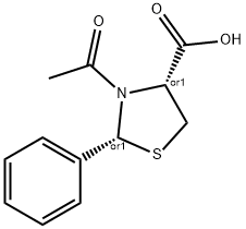 (2R,4R)-3-乙酰-2-苯基-1,3-噻唑烷-4-羧酸 结构式