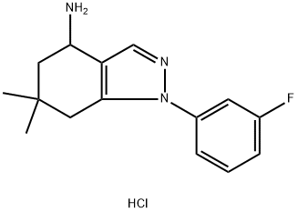 1-(3-氟苯基)-6,6-二甲基-4,5,6,7-四氢-4-氨基吲唑盐酸盐 结构式