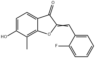 (2Z)-2-(2-氟苯亚甲基)-6-羟基-7-甲基-1-苯并呋喃-3(2H)-酮 结构式