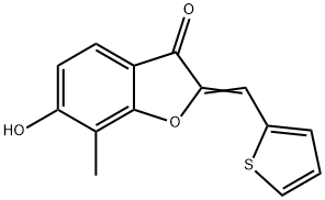 (2Z)-6-羟基-7-甲基-2-(2-噻吩亚甲基)-1-苯并呋喃-3(2H)-酮 结构式