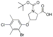 (2S,4S)-4-(2-Bromo-4-chloro-3,5-dimethylphenoxy)-1 -(tert-butoxycarbonyl)-2-pyrrolidinecarboxylic ac 结构式