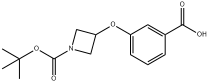3-{[1-(叔丁氧羰基)氮杂环丁烷-3-基]氧基}苯甲酸 结构式