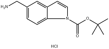 tert-Butyl 5-(aminomethyl)-1H-indole-1-carboxylate hydrochloride 结构式