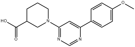 1-[6-(4-甲氧苯基)嘧啶-4-基]哌啶-3-羧酸 结构式