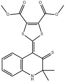 2-(2,2-二甲基-3-硫代-1H-喹啉-4-基亚甲基)-1,3-二硫杂环戊二烯-4,5-二羧酸二甲酯 结构式