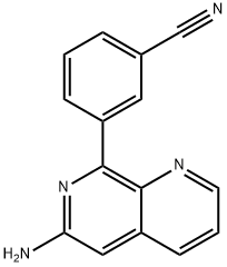 3-(6-Amino-1,7-naphthyridin-8-yl)benzonitrile 结构式