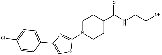 1-(4-(4-氯苯基)噻唑-2-基)-N-(2-羟乙基)哌啶-4-甲酰胺 结构式