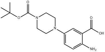 2-amino-5-[4-(tert-butoxycarbonyl)piperazino]benzenecarboxylic acid 结构式