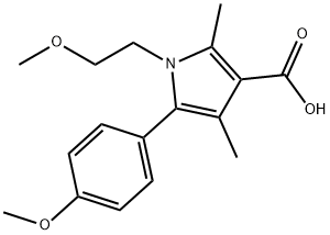 1-(2-甲氧基乙基)-5-(4-甲氧苯基)-2,4-二甲基-3-吡咯羧酸 结构式