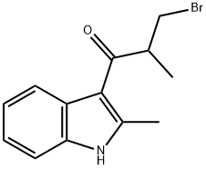 3-bromo-2-methyl-1-(2-methyl-1H-indol-3-yl)propan-1-one 结构式