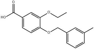 3-乙氧基-4-(3-甲苄基)氧基-苯甲酸 结构式