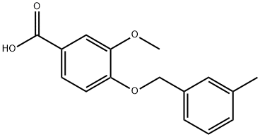 3-甲氧基-4-(3-甲苄基)氧基-苯甲酸 结构式