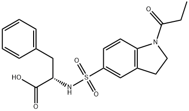 3-苯基-2-[(1-丙酰吲哚啉-5-基)磺酰基氨基]丙酸 结构式