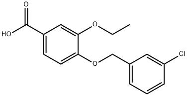 4-(3-氯苄基)氧基-3-乙氧基-苯甲酸 结构式
