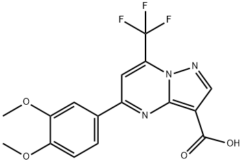 5-(3,4-二甲氧基-苯基)-7-三氟甲基-吡唑[1,5-A]嘧啶-3-羧酸 结构式