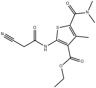 2-(2-氰基乙酰基氨基)-5-(二甲基氨基甲酰基)-4-甲基-噻吩-3-甲酸乙酯 结构式