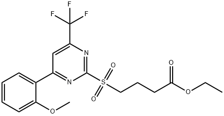 4-{[4-(2-甲氧苯基)-6-(三氟甲基)嘧啶-2-基]磺酰基}丁酸乙酯 结构式