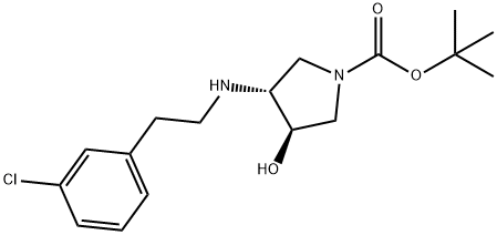 (3R,4R)-3-{[2-(3-氯苯基)乙基]氨基}-4-羟基吡咯烷-1-甲酸叔丁酯 结构式