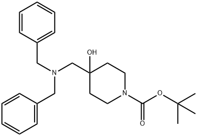 tert-Butyl 4-[(dibenzylamino)methyl]-4-hydroxytetrahydro-1(2H)-pyridinecarboxylate 结构式