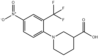 1-[4-Nitro-2-(trifluoromethyl)phenyl]-3-piperidinecarboxylic acid 结构式