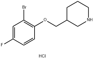 3-[(2-Bromo-4-fluorophenoxy)methyl]piperidinehydrochloride 结构式