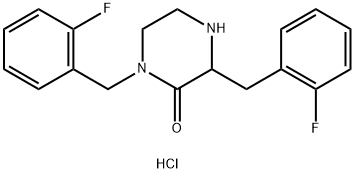 1,3-双(2-氟苄基)哌嗪-2-酮盐酸盐 结构式