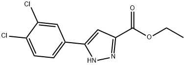 3-(3,4-二氯苯基)-1H-吡唑-5-甲酸乙酯 结构式