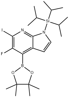 5-Fluoro-6-iodo-4-(4,4,5,5-tetramethyl-1,3,2-dioxa borolan-2-yl)-1-(triisopropylsilyl)-1H-pyrrolo[2, 结构式