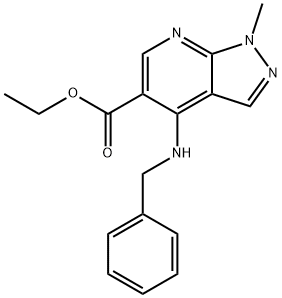 Ethyl 4-(benzylamino)-1-methyl-1H-pyrazolo[3,4-b] pyridine-5-carboxylate 结构式