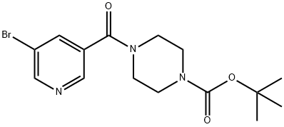 tert-butyl 4-[(5-bromo-3-pyridinyl)carbonyl]tetrahydro-1(2H)-pyrazinecarboxylate 结构式