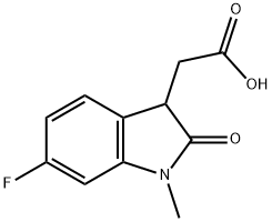 (6-Fluoro-1-methyl-2-oxo-2,3-dihydro-1H-indol-3-yl)acetic acid 结构式