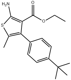 2-氨基-4-(4-叔丁基苯基)-5-甲基-噻吩-3-羧酸乙酯 结构式