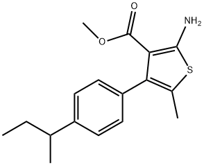 2-氨基-4-(4-丁-2-基苯基)-5-甲基-噻吩-3-甲酸甲酯 结构式