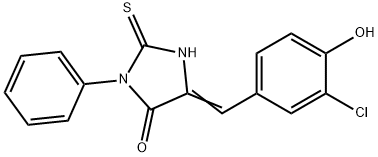 (5E)-5-(3-chloro-4-hydroxybenzylidene)-2-mercapto-3-phenyl-3,5-dihydro-4H-imidazol-4-one 结构式