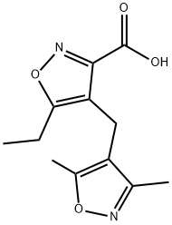 4-[(3,5-dimethylisoxazol-4-yl)methyl]-5-ethylisoxazole-3-carboxylic acid 结构式