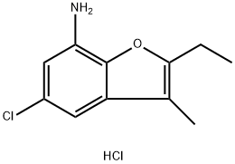 5-氯-2-乙基-3-甲基-1-苯并呋喃-7-胺盐酸盐 结构式