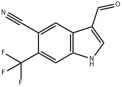 3-甲酰基-6-(三氟甲基)-1H-吲哚-5-甲腈 结构式
